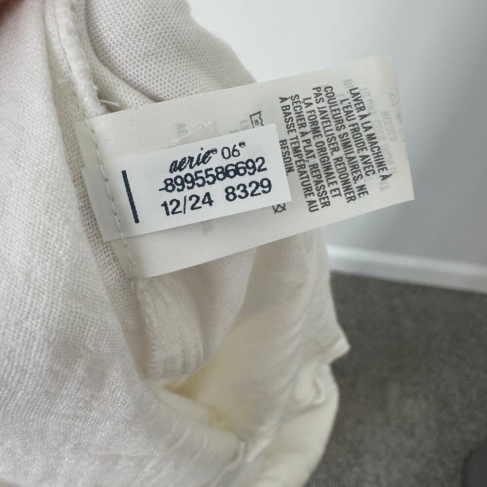 Aerie Women's White Daybreak Trouser Wide Leg Cotton Large NEW - Picture 12 of 12